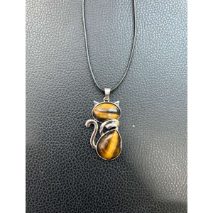 Tigers Eye Cat Pendent Necklace